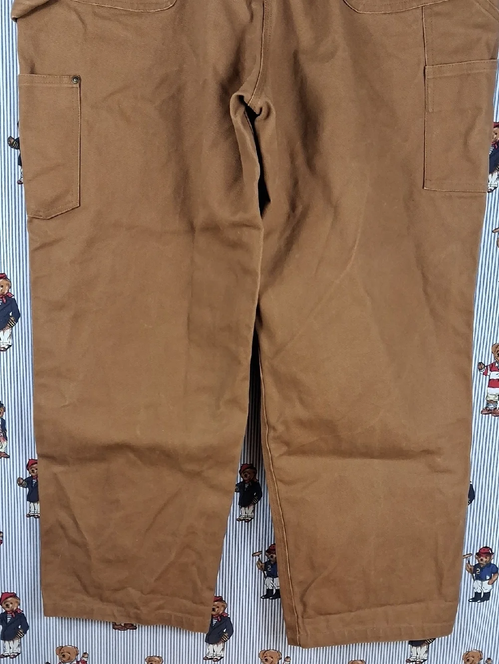 Vintage Bear River Workwear Brown Canvas Double Knee Wide Leg Work Pants 42/30